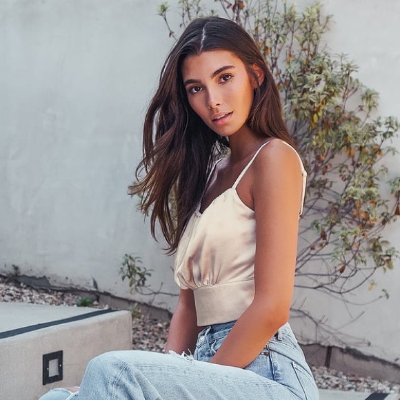 Lulus Luxe'd Out Champagne Satin Cropped Tank Top size M - Picture 2 of 9